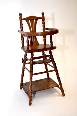 Lot 572 - A W.Baumann French mixed wood metamorphic doll's high chair