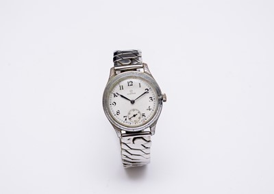 Lot 238 - Omega: A gentleman's chrome-plated and stainless steel wristwatch