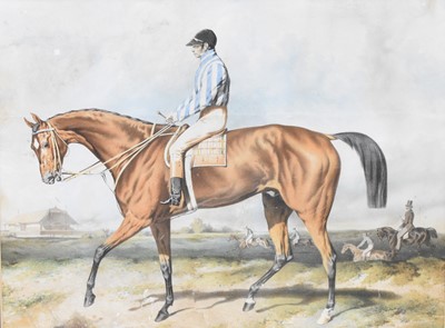 Lot 329 - Two overpainted  prints depicting racehorses