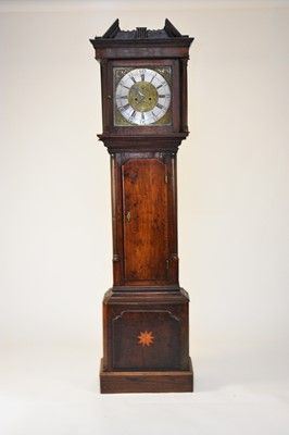 Lot 618 - A George III oak brass dial longcase clock, Moses Evans of Llanddoget