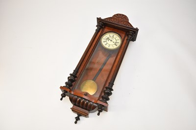 Lot 603 - A late 19th century rosewood Vienna wall clock and an oak fusee wall clock