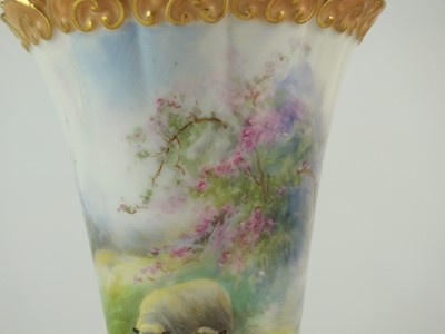 Lot 255 - Pair of Royal Worcester decorated with sheep by Harry Davis