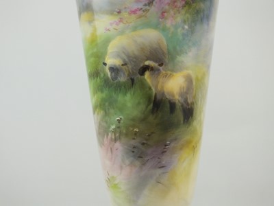 Lot 255 - Pair of Royal Worcester decorated with sheep by Harry Davis