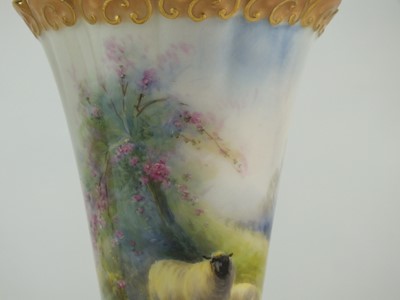 Lot 255 - Pair of Royal Worcester decorated with sheep by Harry Davis