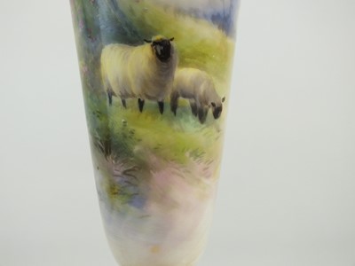 Lot 255 - Pair of Royal Worcester decorated with sheep by Harry Davis