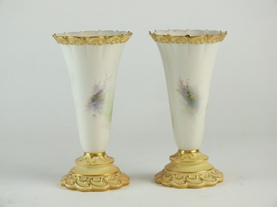 Lot 255 - Pair of Royal Worcester decorated with sheep by Harry Davis