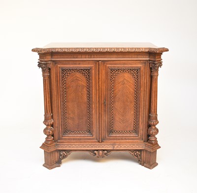 Lot 352 - A good 19th century parquetry and carved oak cabinet, probably French