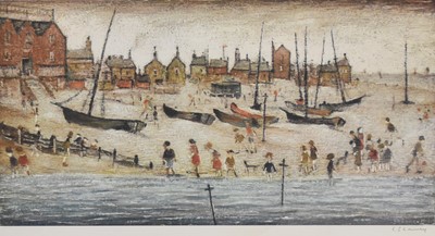 Lot 36 - Laurence Stephen Lowry (British, 1887-1976), The Beach, signed in pencil, print with 'Deal' (2)