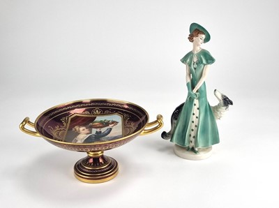 Lot 278 - A Goebel Art Deco figure and a Vienna-style comport dish