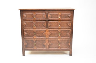 Lot 641 - A 19th century, Jacobean style, oak chest of drawers