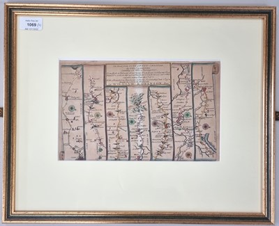 Lot 1069 - GARDNER, Thomas, 3 strip maps, including The Roads from Shrewsbury and Chester to Holywell