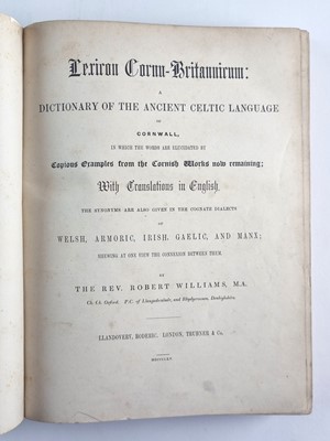 Lot 1091 - WILLIAMS Rev Robert, Lexicon Cornu-Britannicum