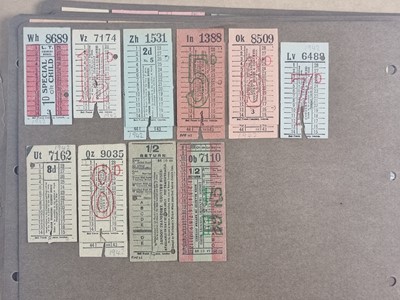 Lot 1080 - BUS & TRAM TICKETS, 1930s and 1940s, over 200 pasted to album leaves