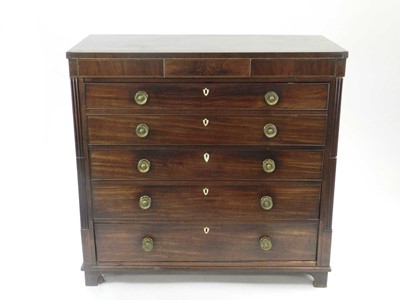 Lot 700 - A Victorian mahogany and boxwood strung secretaire chest