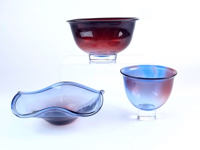 Lot 189 - Nils Landberg for Orrefors - Three pieces of Tan'Si glass