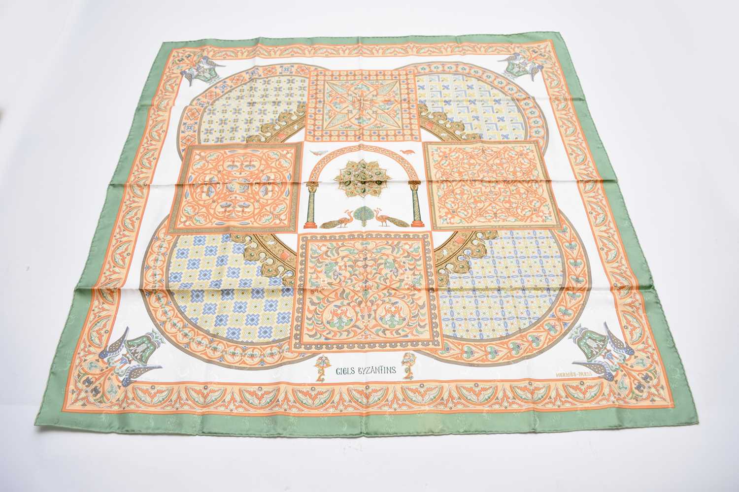 Lot 477 - A Hermes silk 'Ciels Byzantins' print scarf, boxed