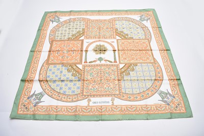 Lot 477 - A Hermes silk 'Ciels Byzantins' print scarf, boxed