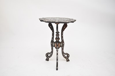 Lot 299 - A 19th century Syrian, mother-of-pearl, bone and white metal inlaid, occasional table