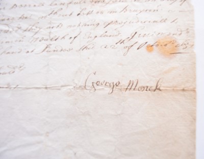 Lot 1163 - MONCK, George, Duke of Albemarle (1608-1670), English general prominent during the Commonwealth