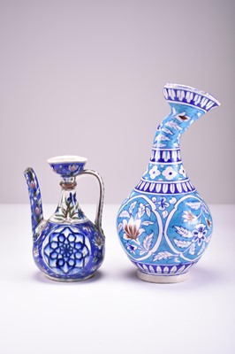 Lot 652 - Two Iznik pottery ewers, Ottoman, 19th century