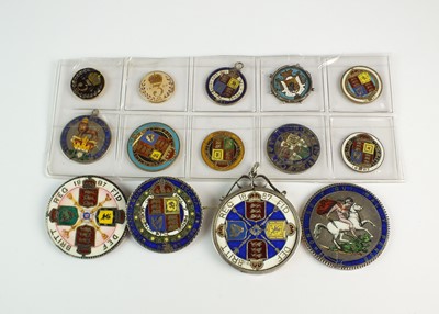 Lot 193 - A collection of fourteen silver and polychrome enamel coins