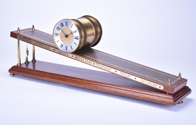 Lot 319 - An inclined plane mahogany and brass, gravity, timepiece