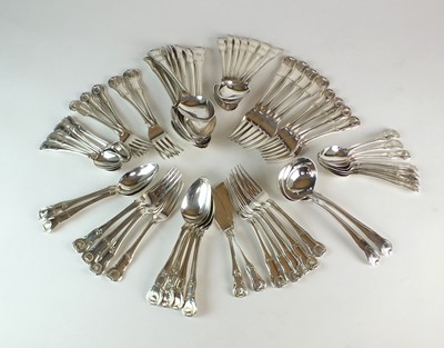 Lot 73 - A part set of George III Kings pattern silver flatware