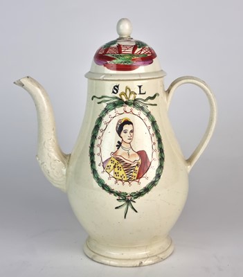 Lot 249 - Leeds creamware coffee pot and cover, 18th century