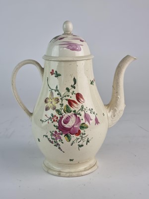 Lot 249 - Leeds creamware coffee pot and cover, 18th century