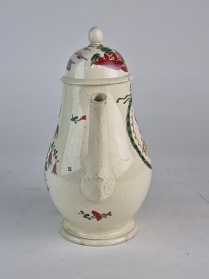 Lot 249 - Leeds creamware coffee pot and cover, 18th century