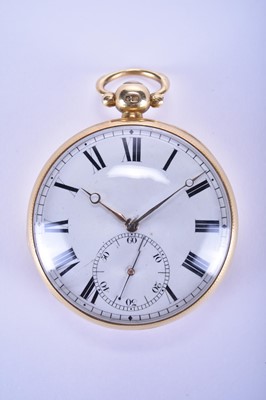 Lot 127 - An 18ct open face pocket watch, George IV