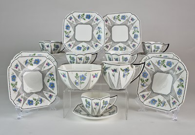 Lot 248 - A Shelley 'Queen Anne' tea service in a blue cornflower pattern