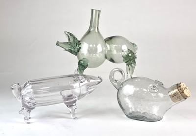 Lot 198 - A group of three zoomorphic gin pig decanters, mid-20th century