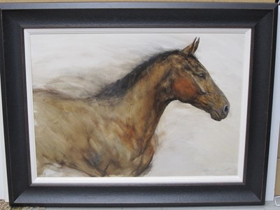 Lot 337 - Gary Benfield (b1965) A bay thoroughbred: and A black horse (2)