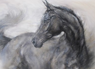 Lot 337 - Gary Benfield (b1965) A bay thoroughbred: and A black horse (2)
