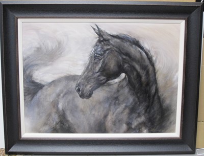 Lot 337 - Gary Benfield (b1965) A bay thoroughbred: and A black horse (2)