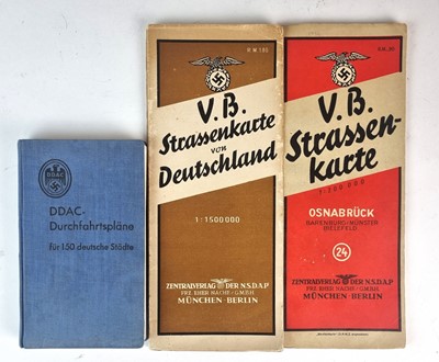 Lot 64 - German maps, 1930s/early 1940s and German booklets including a 1945 Soldier's pocket book