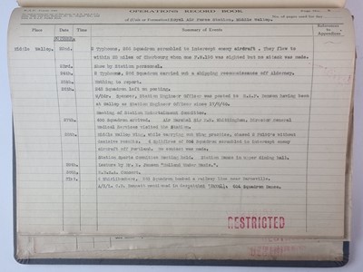 Lot RAF Stations Operation Record Book for Middle Wallop (1942 - 48)
