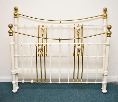 Lot 578 - A painted iron and brass double bedstead by Seventh Heaven