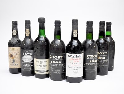 Lot 480 - Three bottles of Croft Port, 1966, with 7 further bottles of vintage port (10)