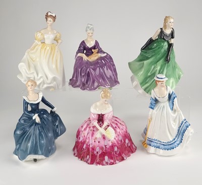 Lot 251 - Six Royal Doulton models of ladies