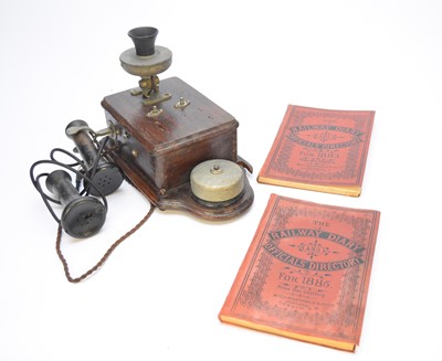 Lot 449 - Three railway signal box telephones and two late Victorian railway diaries