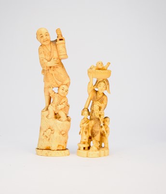 Lot 395 - Two Japanese marine ivory okimono, Meiji era