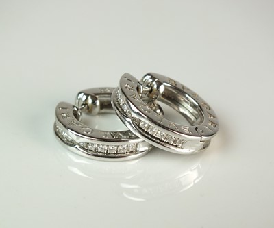 Lot 93 - A pair of Bvlgari B.Zero1 diamond hoop earrings