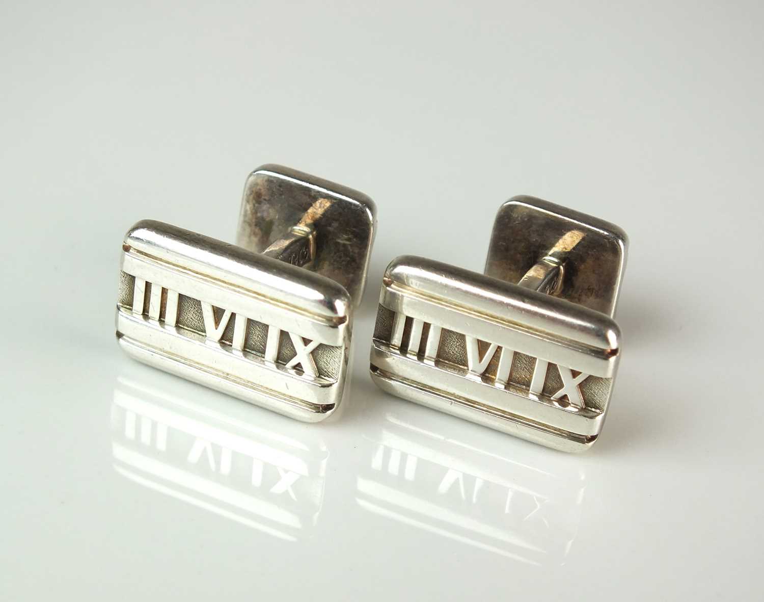 Lot 52 - A pair of Tiffany Atlas silver cufflinks