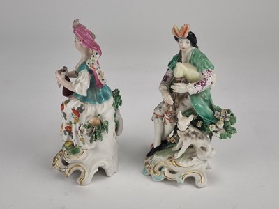Lot 222 - Pair of Derby figures of a bagpipe player and a lady with lute