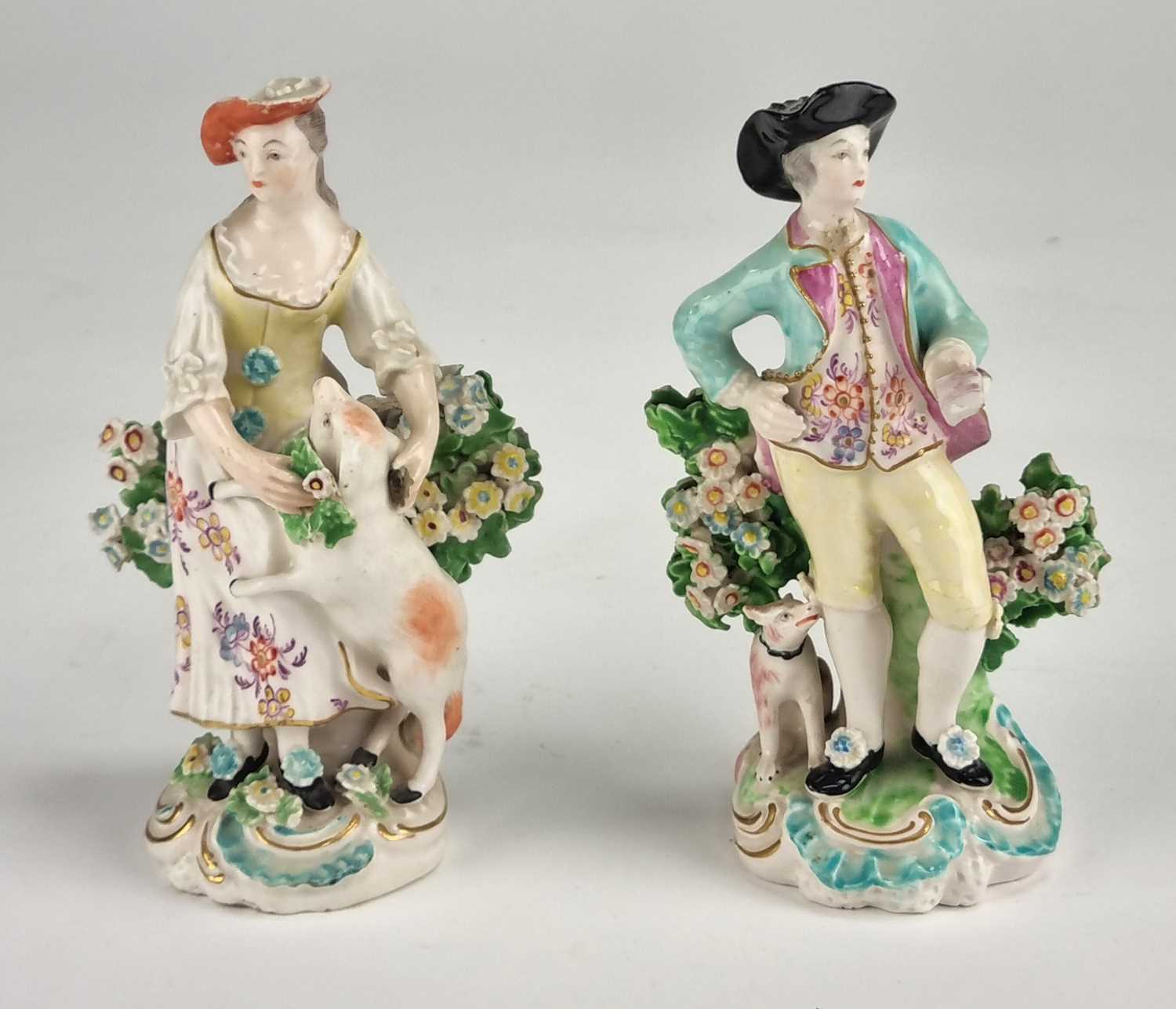 Lot 161 - Pair of Derby figures of the Dresden Shepherd and Shepherdess