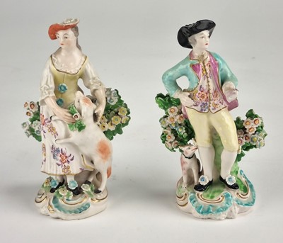 Lot 161 - Pair of Derby figures of the Dresden Shepherd and Shepherdess