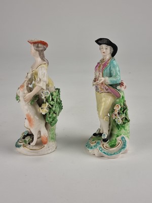 Lot 161 - Pair of Derby figures of the Dresden Shepherd and Shepherdess