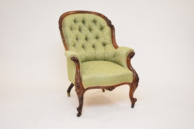 Lot 552 - Two Victorian spoon back salon chairs